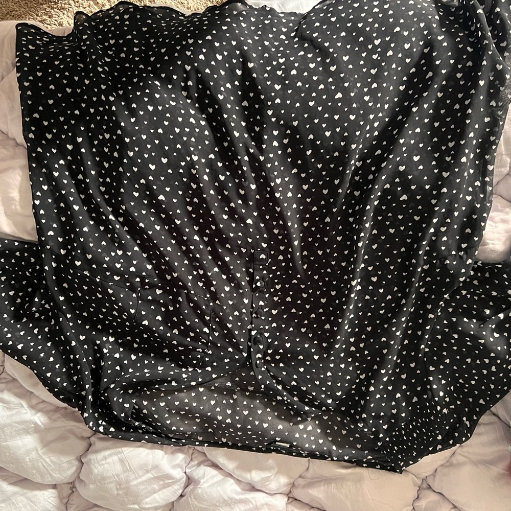 Black Top with White Heart Pattern